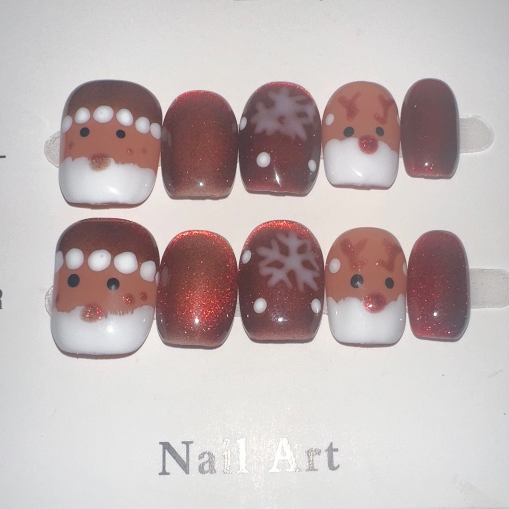 Festive Red and White Christmas Nail Art